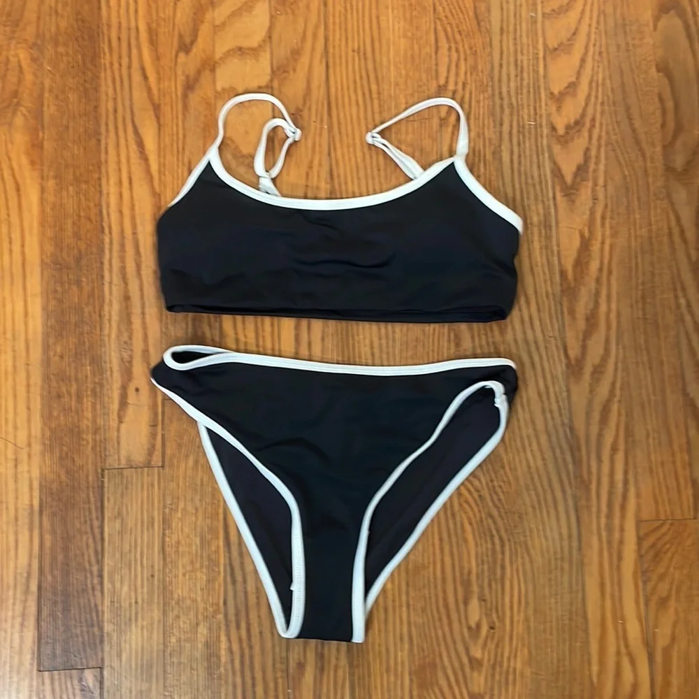 Andie x Mindy Camp Bikini Set Dolphin Top Bells Bottom Black‎ XS NWT